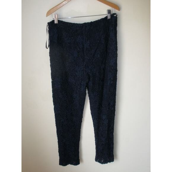 CARLISLE LACE PANTS Dark Navy Blue Beaded Straight Leg Size 8 - Picture 2 of 3